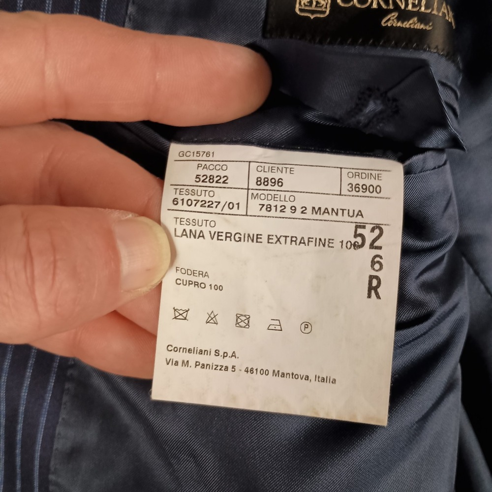 CORNELIANI Mantua Suit Super 130's 42R 36W Virgin Wool Navy Blue Pinstripe - Picture 10 of 16